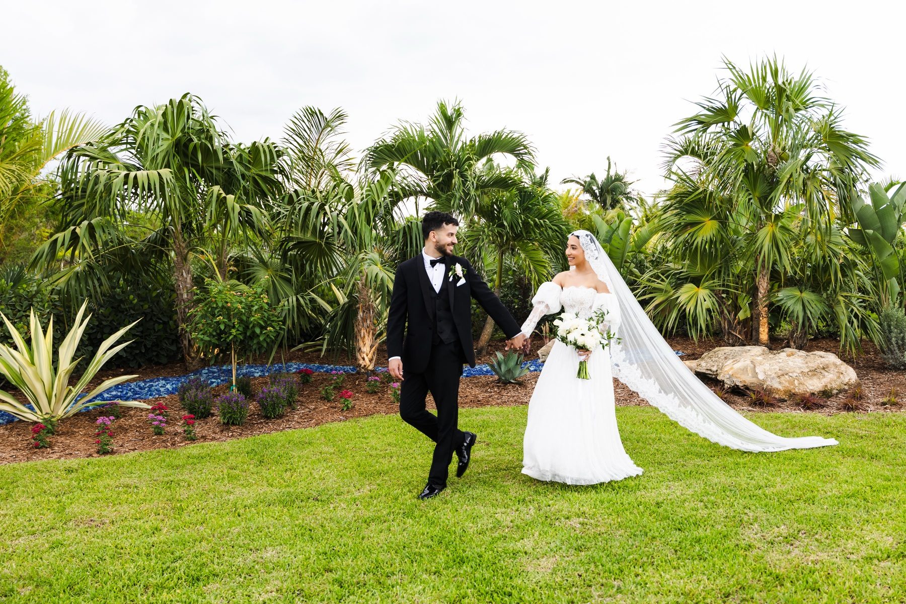 Maria & Cristopher photographed in the gardens at The Arbor Estate